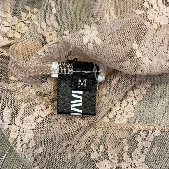 Sheer Floral Lace Long Bell Sleeve Top Size Medium Y2K Peach Pink - Picture 4 of 4